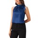 thumbnail image 4 of INSPIRE CHIC Blusas de Trabajo Sólidas sin Mangas para Mujer con Lazo en el Cuello de Satén Talla XL Azul Marino, 4 of 6