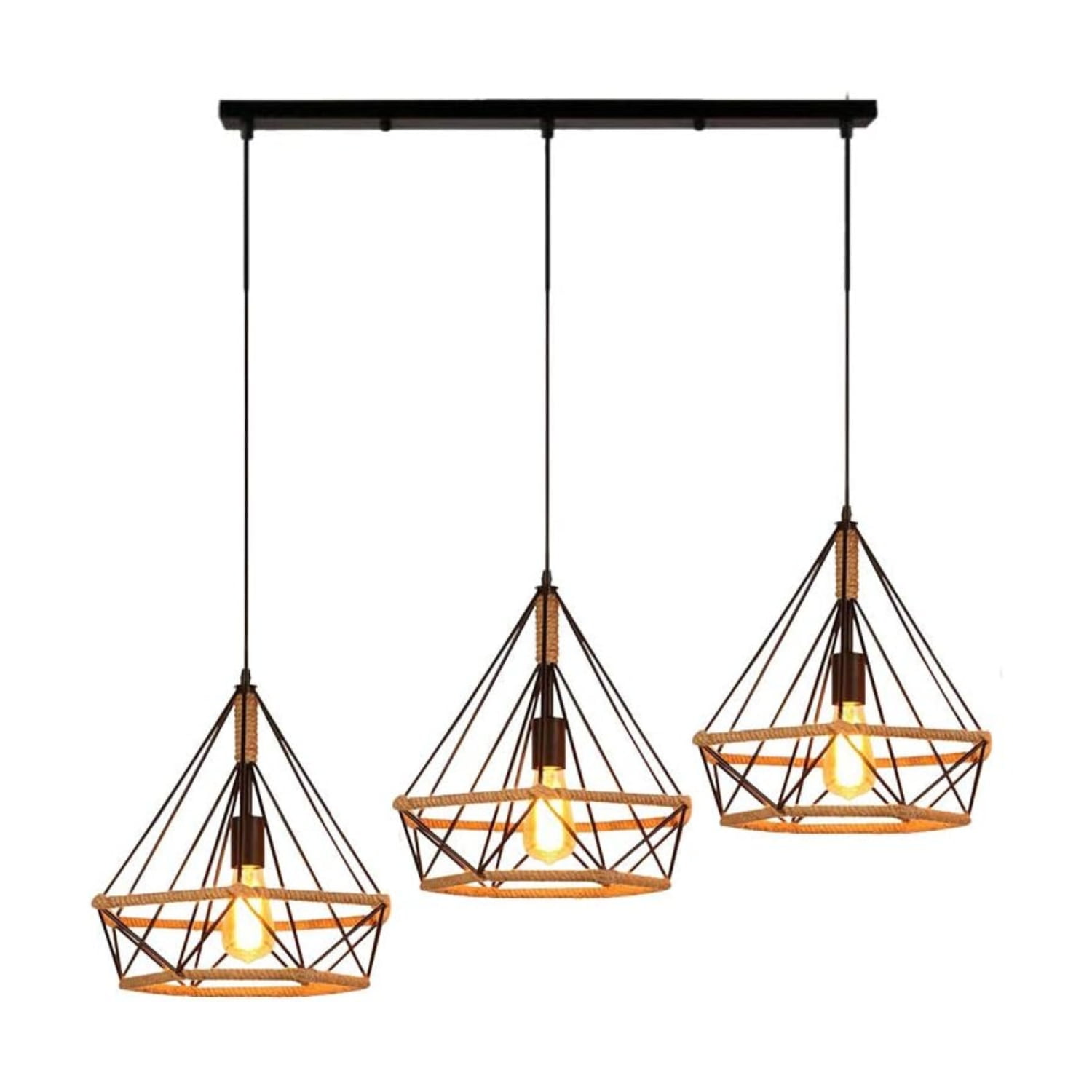 Importclick - Lampara Triple Colgante Vintage Jaula Metálica Ampolletas