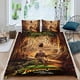 thumbnail image 2 of Los Cazadores del Arca Perdida Conjunto de sábanas temático, trío de piezas, cómodo y amigable con la piel, diseño único, regalo de decoración para el hogar para familiares, amigos y fans,173cm *218cm, 2 of 6