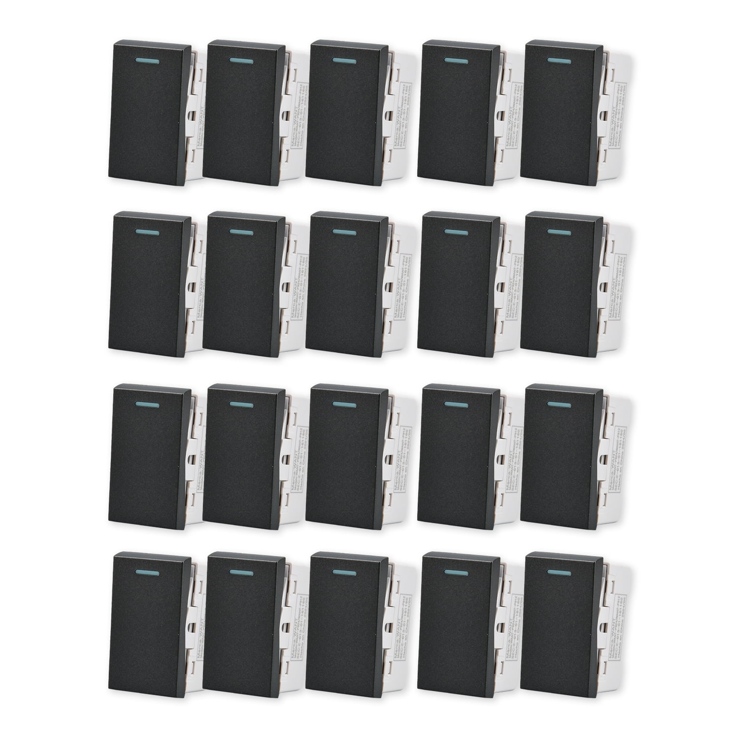 Want - Pack 20 Módulo Interruptor Metálico 9/24 250v - Negro