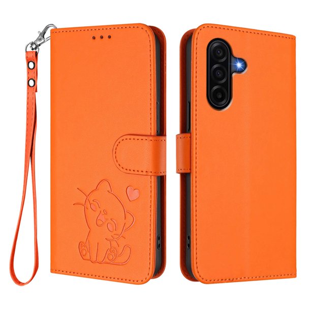 Funda Billetera con Espacio para Fotos para Samsung Galaxy A36 5G, Naranja