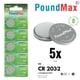 thumbnail image 2 of Batería Coin Cell PoundMax CR2032 de litio de 3 V (paquete de 5), 2 of 9