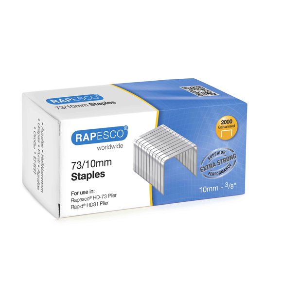 Grapas RAPESCO 73/10 mm Galvanizadas de Alta Resistencia 2000 uds