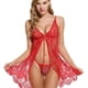thumbnail image 1 of Stunning Sheer Lace Teddy, Split Front Bow Tie Lace Negligee, Women's Lingerie & Underwear, 1 of 3