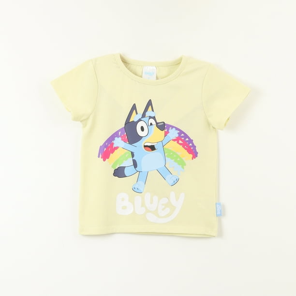 Polera Manga Corta Niña Arcoiris Verde Bluey