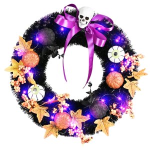 Magideal - Coronas De Halloween Corona De Arce De Calabaza 45 Cm Corona De Cosecha De Otoño Para Chimeneas De Interior Al Aire Libre Porche Decoraciones De Otoño