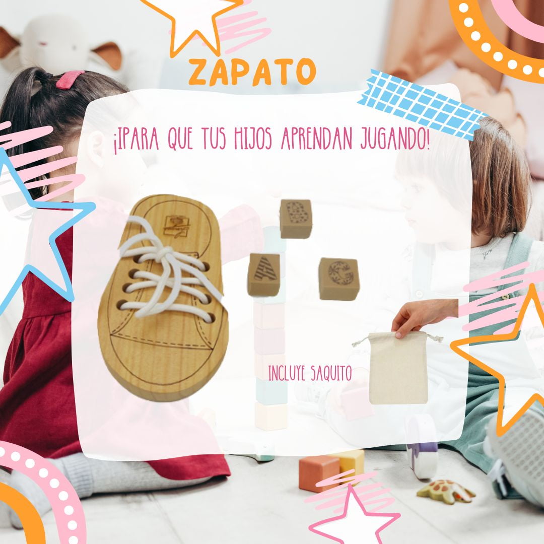 Rou - Zapato De Madera Enhebrador Didáctico