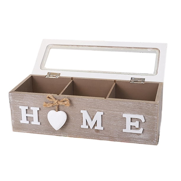 Joyero Contenedor de escritorio con ventana de visualización Soporte para bolsitas de té apilable Organizador de cocina Caja para bolsitas de té para 3 cuadrícula