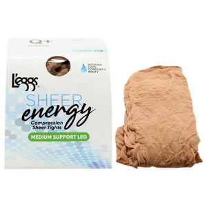 Medias De Compresión Sheer Energy De Sujeción Media - Lse100 Suntan De Leggs Para Mujer - 1 Par De Medias (Talla Grande)