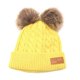 thumbnail image 1 of Ni?as, Ni?as Pom Poms, Sombrero, Grueso, Cálido, Invierno, Algodón, Dejo, Gorrojo De Punto Amarillo, 1 of 5
