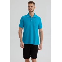 Fashionspark - Polera Hombre Piqué Básica Lisa Turquesa - Lll