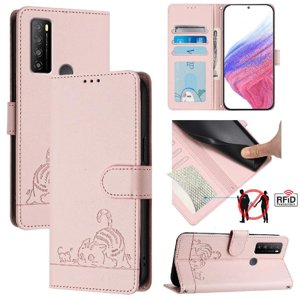 Funda Tipo Cartera Foxdock Para Tcl 30 Xl Con Soporte, Ranuras, Rfid, Diseño De Gato