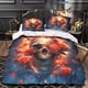 thumbnail image 3 of Juego de ropa de cama con edredón efecto calavera 3D, funda nórdica estampada gótica de microfibra suave con funda de almohada, 3 piezas para niños y adultos, tamaño doble., 3 of 3