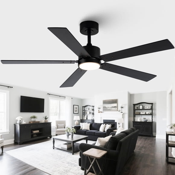 Ventilador de techo Vaczon 132 cm negro con luz LED y control remoto
