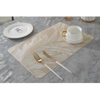 Riqui - Mantel Individuals Plumas En Relieve Dorado