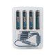 thumbnail image 1 of Pilas AAA recargables por USB, color azul pálido, iones de litio, 1,5 V, 600 mAh, 1 of 5