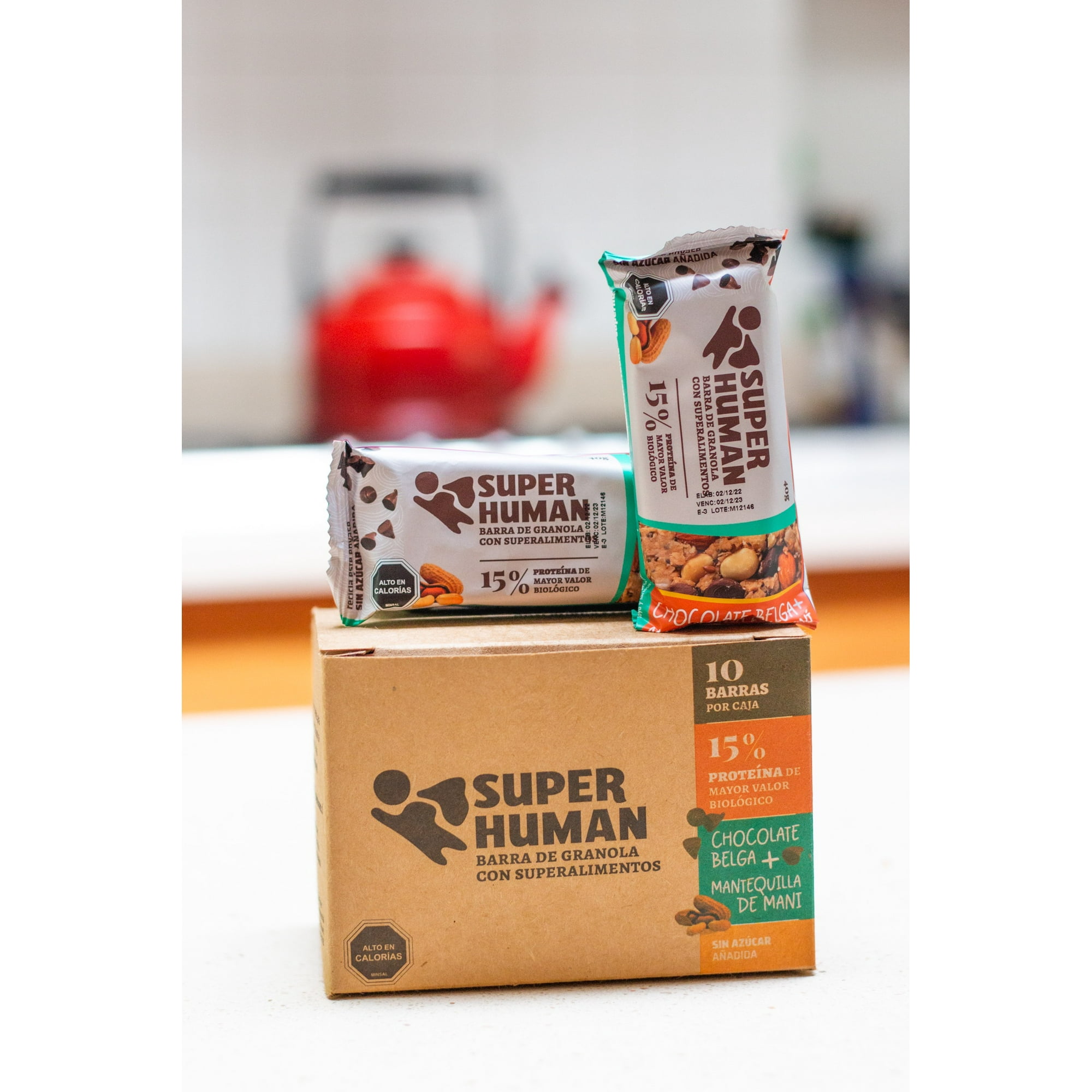 Super Human - Caja 10 Unidades Barra De Proteína Sabor Chocolate Belga Y Mantequilla De Maní