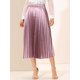 thumbnail image 5 of Falda de fiesta plisada midi con cintura elástica metálica para mujer NOMADIC NOOK S Rosa Púrpura, 5 of 7