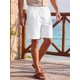 thumbnail image 4 of INSPIRE CHIC Pantalones Cortos de Lino con Cintura Elástica y Cordón para Hombre para Vacaciones en la Playa S Blanco, 4 of 5