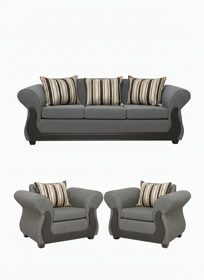 Ruzam Mobel - Juego De Living 3-1-1 Tokio Gris Lino