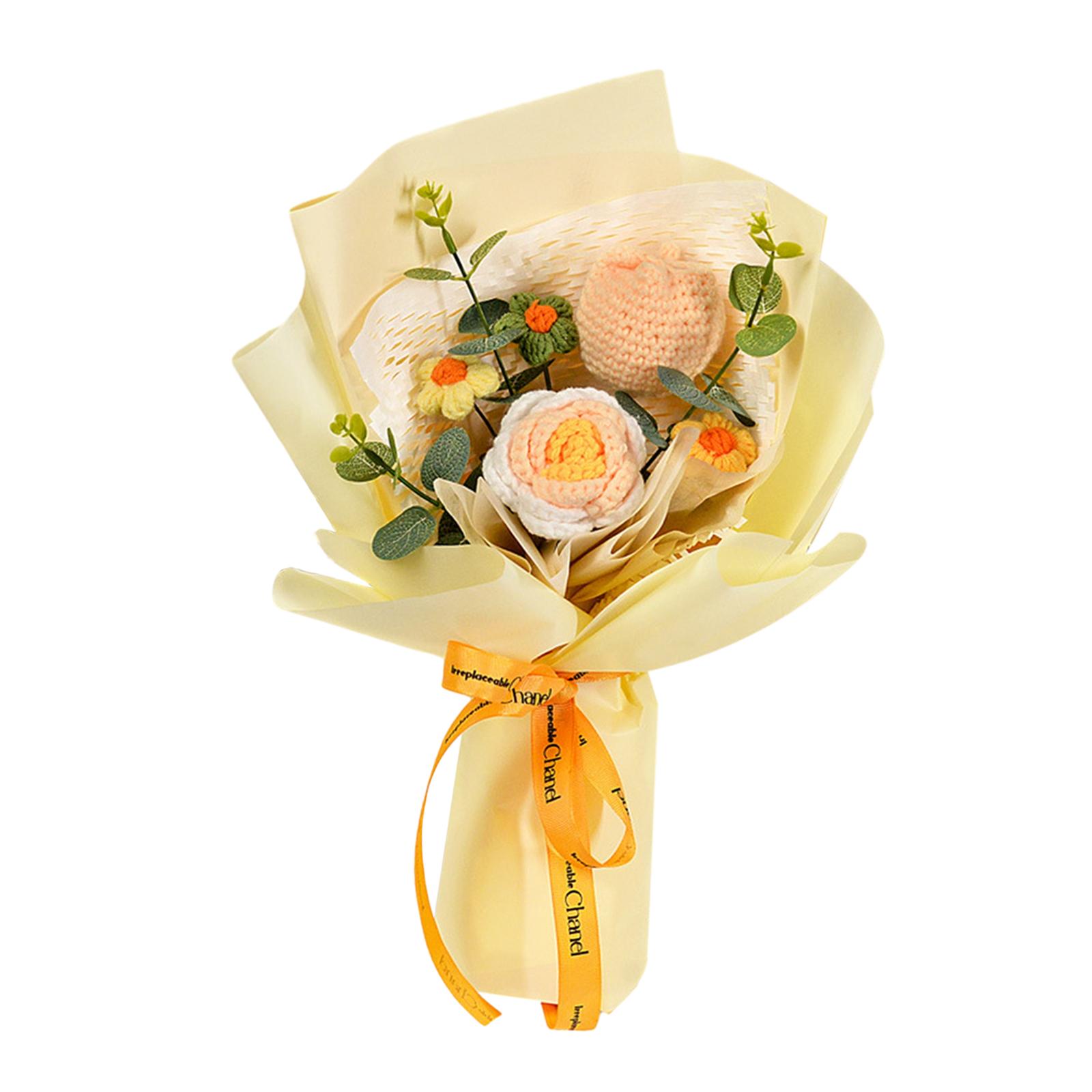 Bothyi - Ramo De Flores De Ganchillo, Decoración Del Hogar Para Regalos Del Día De La Madre, Hogar Del Día De San Valentín, Amarillo