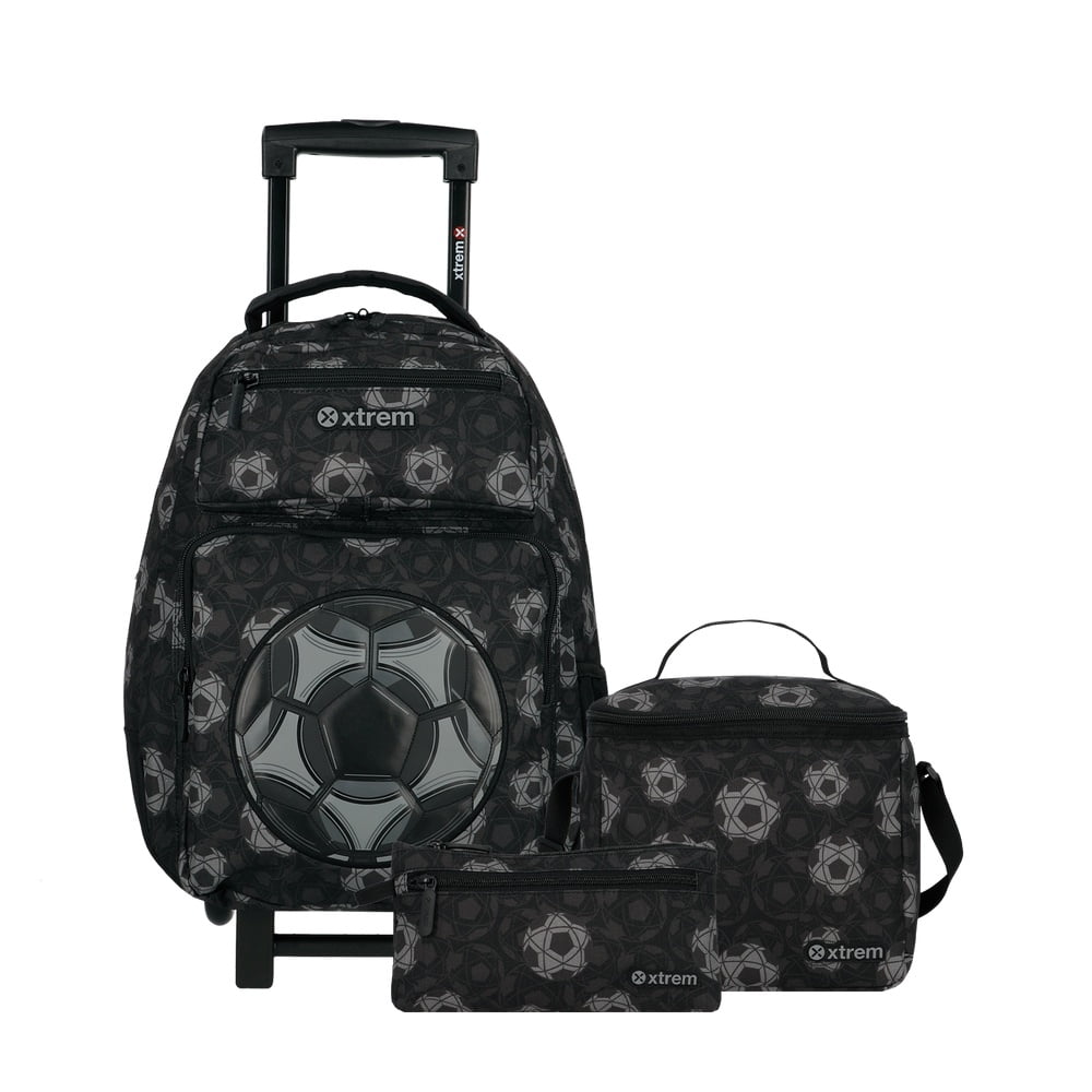 Pack Mochila Con Ruedas Xtrem Run 6xt Fútbol Negro