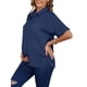 thumbnail image 4 of Blusa de Maternidad para Mujer INSPIRE CHIC Manga Dolman Holgada Abotonada con Abertura Cuello de Punto Manga Corta Camisas de Embarazo M Azul Marino, 4 of 6