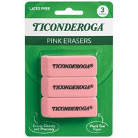 Borrador Ticonderoga En Forma De Cuña, Rosa, Sin Látex, 3 Unidades