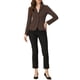 thumbnail image 2 of INSPIRE CHIC Blazer de Trabajo para Mujer con Solapa, Manga Larga, Chaqueta de Traje, Color Café, Talla XL, 2 of 6