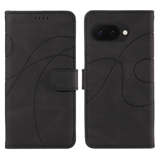 Funda tipo cartera con tapa para Google Pixel 9A con tarjetero, soporte y cubierta magnética Negro
