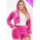 thumbnail image 3 of Conjunto De Sudadera Con Capucha Chaqueta Y Shorts De Terciopelo Con Cremallera Manga Larga Suave Rosa Intenso (para Mujer), 3 of 5