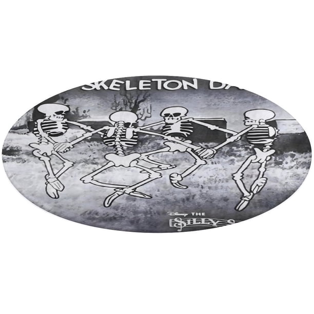 Familia de Esqueletos Espeluznantes Bailando Alfombra Redonda de Felpa Coral, Antideslizante, No Desprende Pelusas, Lavable y Duradera para Salón, Dormitorio y Habitación de Niños 60cm