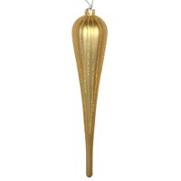 Adorno Navideño Vickerman Con Purpurina Dorada Mate En Forma De Gota, 11 Cm