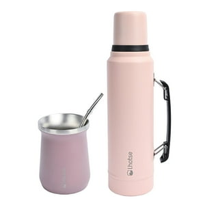 Termo Liquido Classic 1,3 Lts + Mate Bombilla Lhotse Pink Rosa