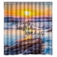 thumbnail image 1 of Cortina de ducha con diseño de atardecer, mar, océano y playa, con frases de amor, risa y vida, juego de cortinas de baño con ganchos, tamaño 66 x 72 pulgadas, 1 of 3