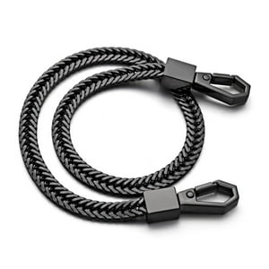 Millam - Llavero Cadena De Acero Tejido Espiga Con Ganchos Color Negro