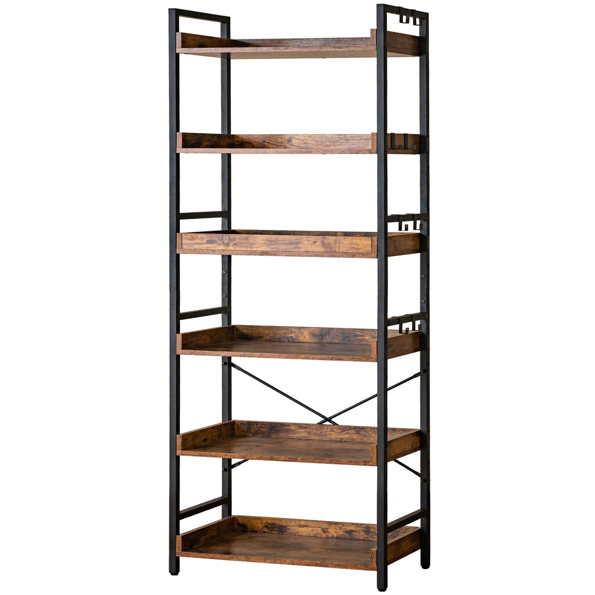 Librería Hchqhs Ajustable De 6 Niveles, Abierta, Estilo Rústico Rústico