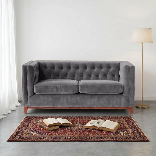 Sofá Roma 2C Tela Velvet Gris