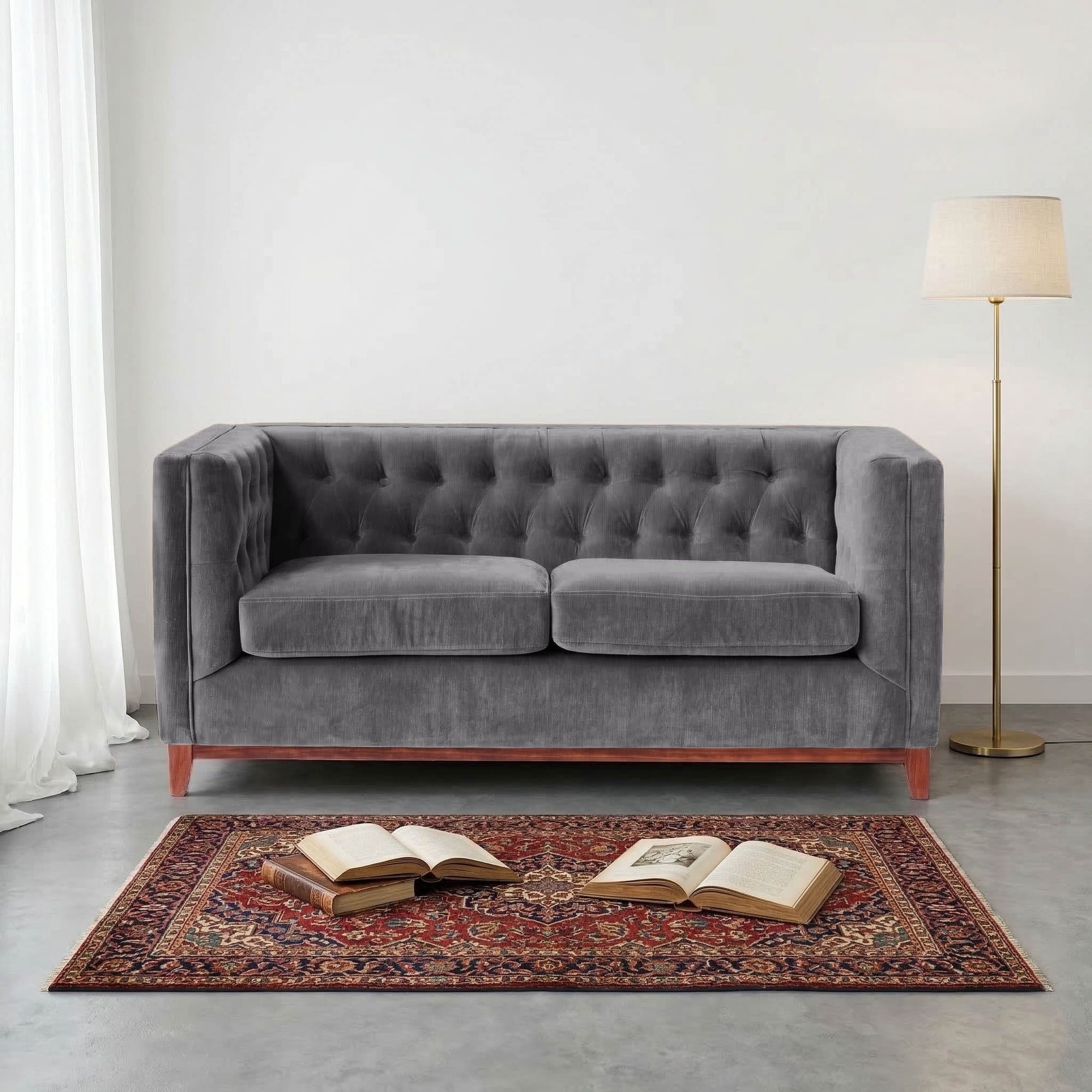 Latam Home - Sofá Roma 2c Tela Velvet Gris