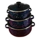 thumbnail image 2 of 3 piezas Sockpot de esmalte con utensilios de cocina de tapa fácil de limpiar la olla de alimento portátil reutilizable para cocina para bodas para el azul, 2 of 5