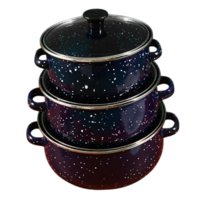 Bothyi - Olla De Esmalte De 3 Piezas Con Tapa, Resistente, Para Cocinar A Fuego Lento, Para Uso Doméstico Y Restaurante, Color Azul