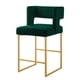 thumbnail image 2 of Modern Fashion Counter Height Bar Stools with Unique Square Open Backrest, Set of 2 Versatile Bar Chairs with Sturdy Iron Legs, 26" H Counter Height Chairs for kitchen islands,Jade /Gold, 2 of 3