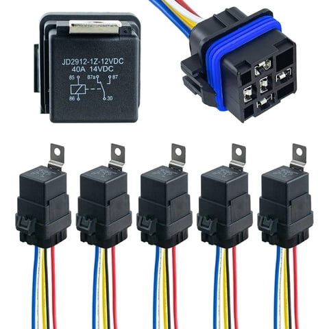 Ioensy - Relé Impermeable De 5 Uds Con Piezas De Reparación De Arnés Relé Automotriz Fácil De Usar 12Vdc 4 Pines