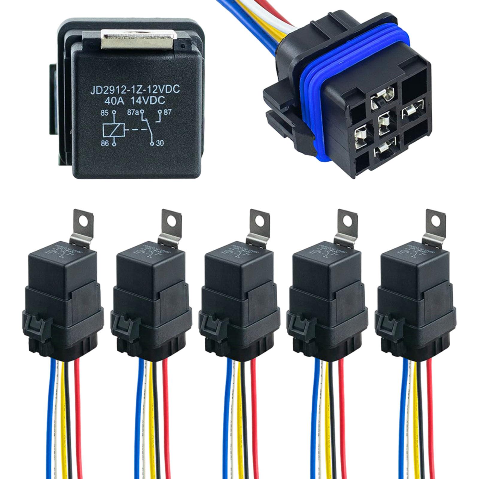 Ioensy - Relé Impermeable De 5 Uds Con Piezas De Reparación De Arnés Relé Automotriz Fácil De Usar 12Vdc 4 Pines