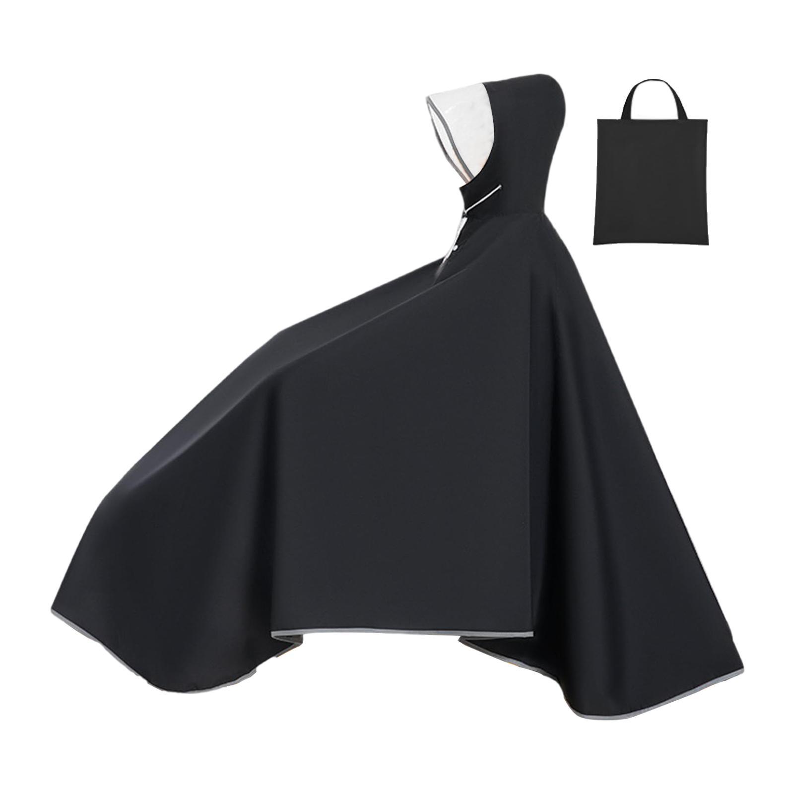 Ioensy - Poncho De Lluvia Para Bicicleta Con Capucha Para Adultos, Impermeable, Grueso Y Compacto, Color Negro