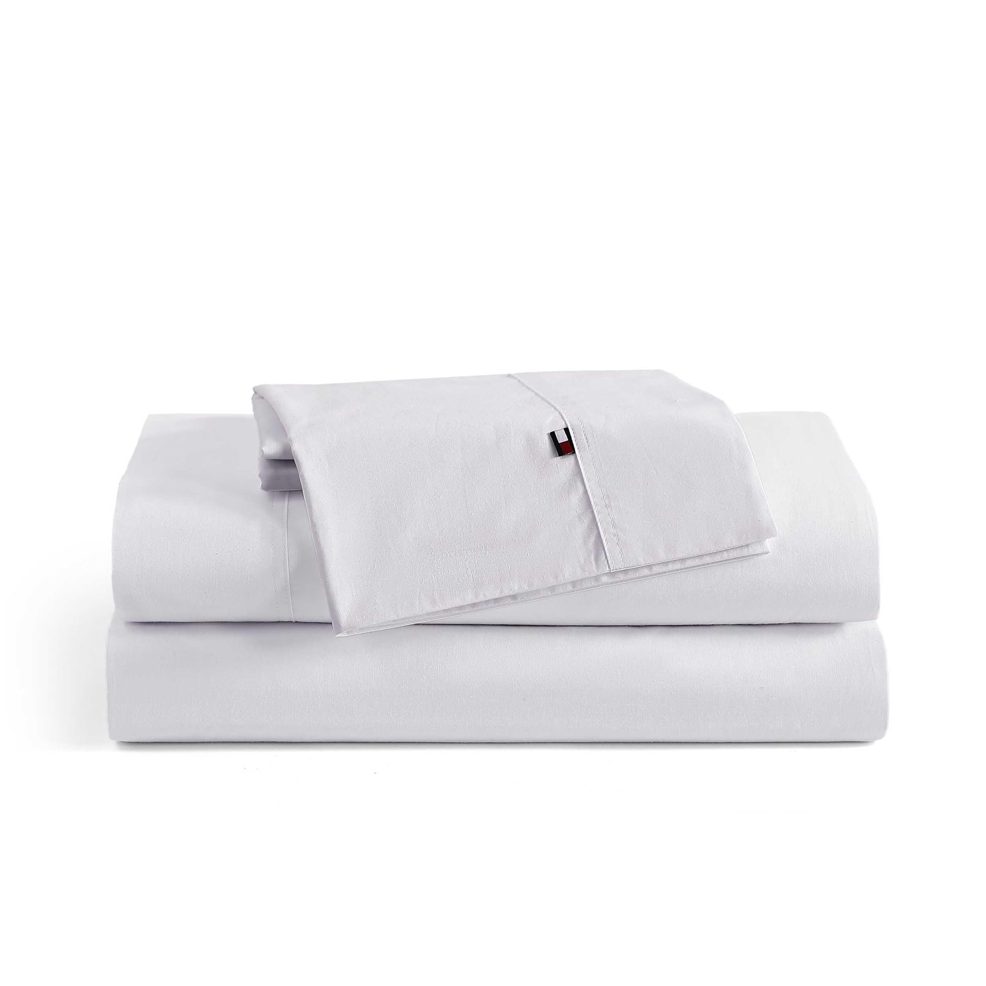Juego De Sábanas Tommy Hilfiger De Algodón Percal, Nítido Y Fresco, Color Blanco