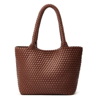 Genérico - Bolso Piel Vegana Tejida Marrón Oscuro