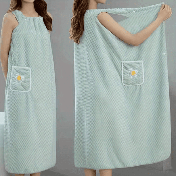 1pc Quick-Drying Flower Pattern Bathrobe with Thick Straps for Women - Absorbent Spa Wrap Towel for Home and Bathroom