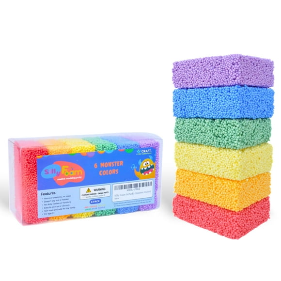 Cuentas de espuma para modelar, espuma divertida, 6 colores primarios, edad 3+