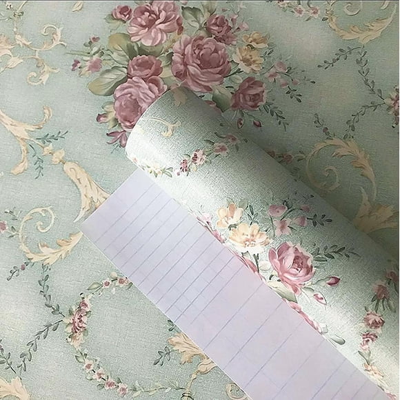 Papel tapiz vintage con flores florecientes Teemall 45 cm x 250 cm